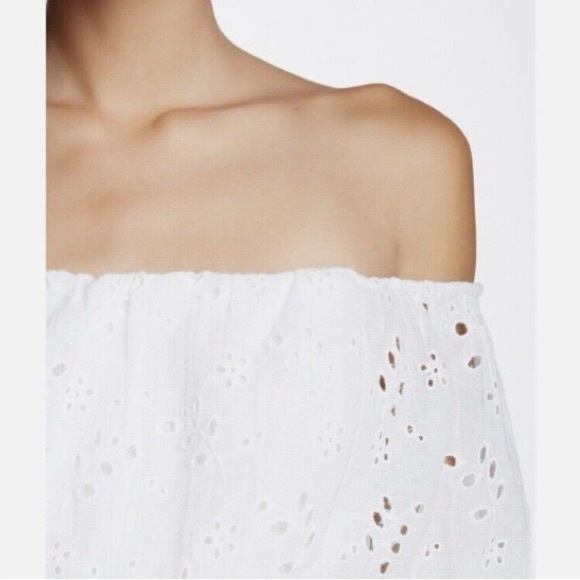 Free People Romantic off the shoulder Embroidered Cotton Midi Dress Ivory Sz XS - Picture 3 of 7